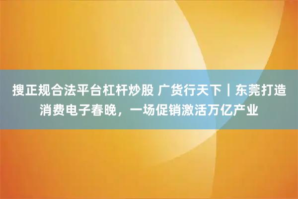 搜正规合法平台杠杆炒股 广货行天下｜东莞打造消费电子春晚，一场促销激活万亿产业